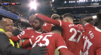 Bruno Fernandes appears to shove a steward while celebrating Man United goal