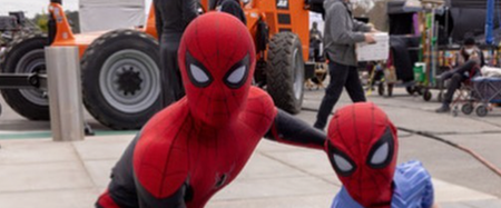 Boy who saved little sister from dog attack spends day with Tom Holland on Spider-Man set