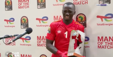 Sierra Leone goalkeeper bursts into tears as he receives MOTM award