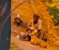 Camera catches homeless man throwing birthday party for his dog