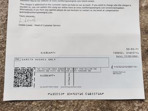 Man receives £2 trillion compensation cheque from Northern Powergrid