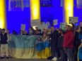 Oleksandr Zinchenko attends protest against Russian invasion of Ukraine in Manchester