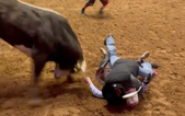 Brave dad jumps on ‘unconscious’ son to protect him from raging bull in rodeo