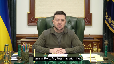 Brave Zelensky shares video from Presidential palace to prove he’s not hiding in bunker