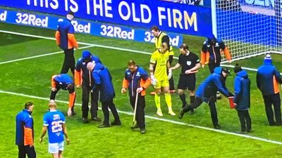 Glass on pitch delays second half of Old Firm