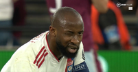 Lyon striker Moussa Dembele winks after getting Aaron Cresswell sent-off