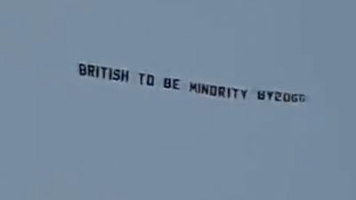 Plane flies over Man City vs Liverpool match with ‘British to be minority’ banner