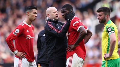 Paul Pogba left needing medical attention after Harry Maguire accidentally kicked him in the head