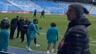 Real Madrid’s Marcelo was left devastated after walking on Man City badge