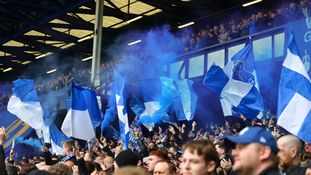 Everton fan hides ball under his jumper during crucial win over Chelsea