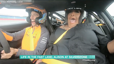 Alison Hammond has Dermot O’Leary in hysterics after apologising for ‘all that juice bouncing around’ during hot lap