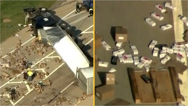 Dildos and lube left scattered over motorway after lorry crash