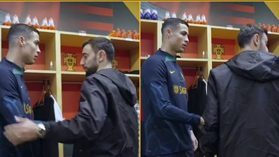 Bruno Fernandes ‘is frosty with Cristiano Ronaldo’ in tense new footage