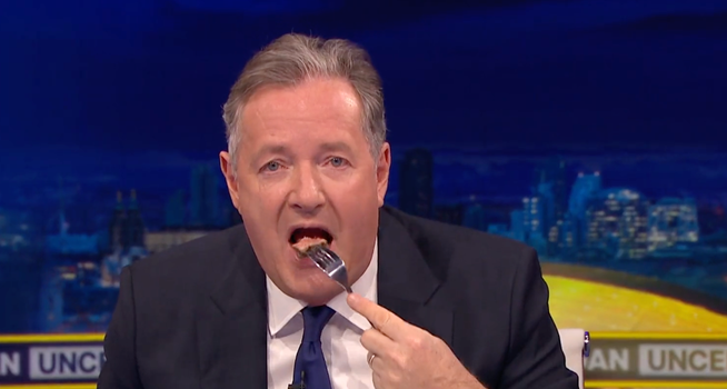 Piers Morgan eats steak in front of vegan activist
