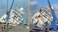 Dozens injured after billionaire’s ship topples over in Scotland dockyard