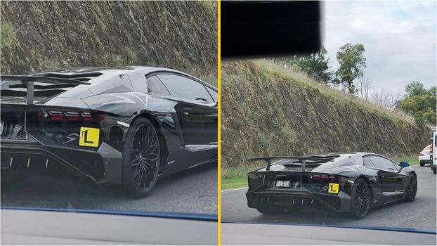 Learner driver drives Lamborghini