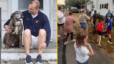 Entire town turns out for dying dog’s final walk