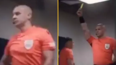 Champions League final referee caught practising giving a yellow card before kick off