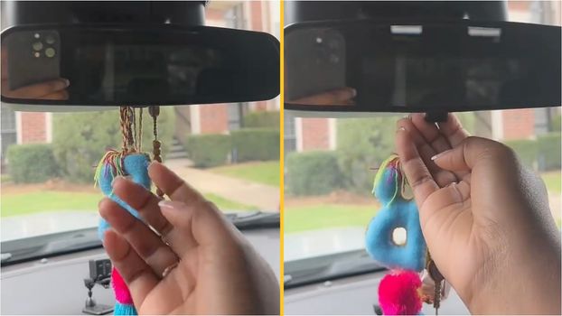 Secret car mirror button