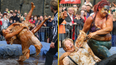 The world gravy wrestling championships got underway at a Lancashire pub garden today