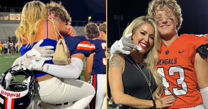 Mum responds to backlash over video of her hugging teenage son at game