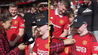 Awkward moment MUTV presenter gifts young Man Utd fan shirt of player he ‘doesn’t like’