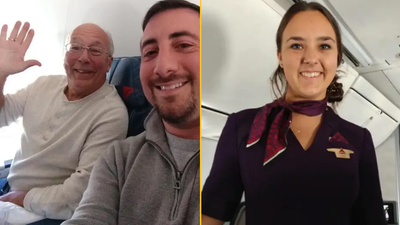 Dad books six flights to spend Christmas with flight attendant daughter during her shifts