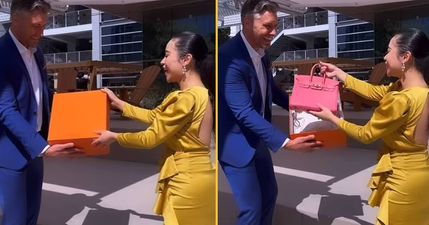 Video of rich woman revealing gender of baby by opening £25,000 bag goes viral