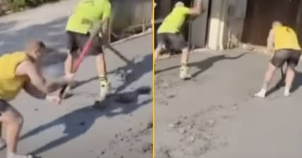 Builders smash up concrete driveway after homeowner refuses to pay them