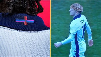 Harvey Elliot hides England flag on debut of new kit