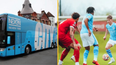 Man City U23’s turn up to Liverpool on first team bus with all five trophies from last season