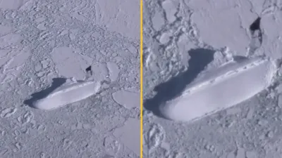 ‘400ft long ice ship’ discovered in Antarctica