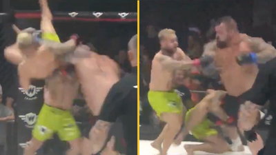 Eddie Hall produces insane knockout in 2 vs 1 MMA fight 