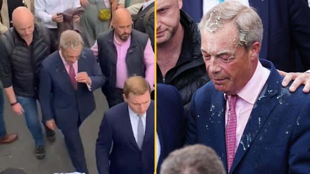 nigel farage doused in milkshake